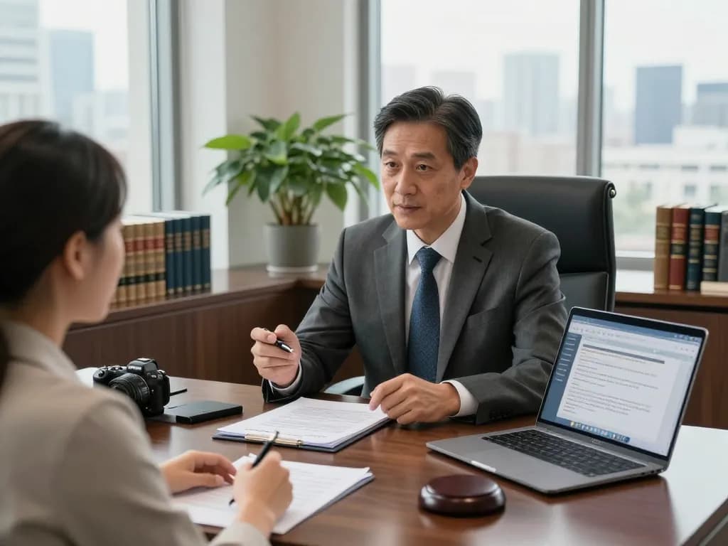 Expert USA lawyers consulting with a client in a modern office setting.