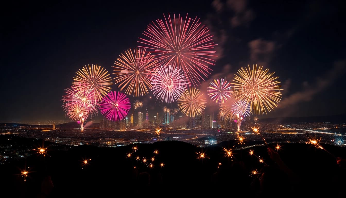 Celebrate fireworks uk with colorful explosions lighting up the night sky.