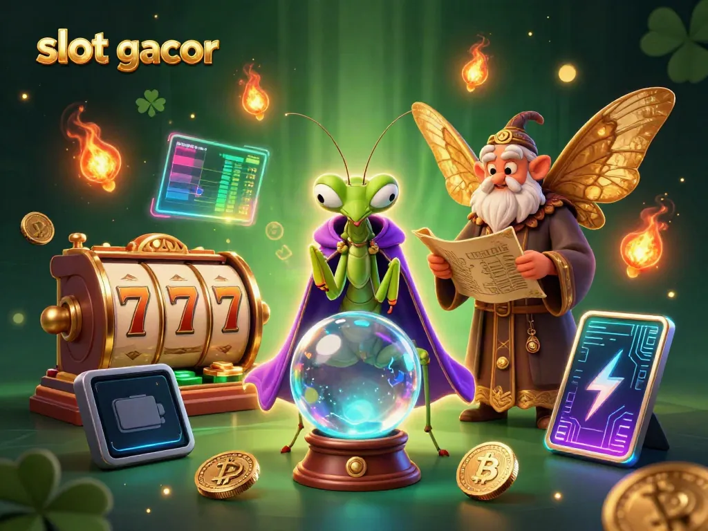 Engaging scene depicting a slot gacor fortune teller with mystical elements and gaming symbols.