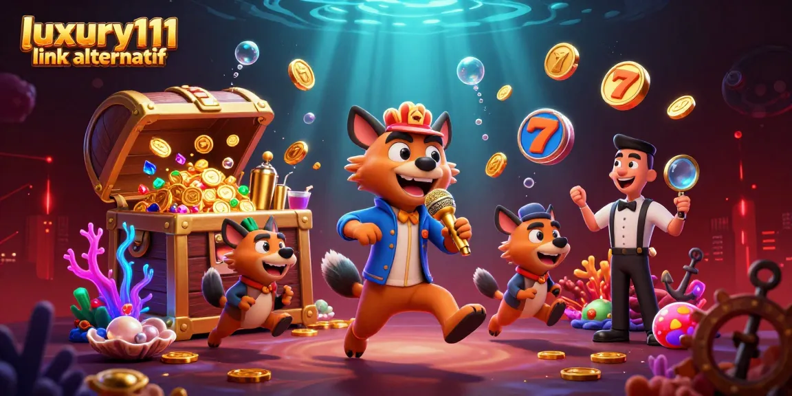 Experience the thrill of the luxury111 link alternatif casino with vibrant characters in a dynamic cartoon scene.