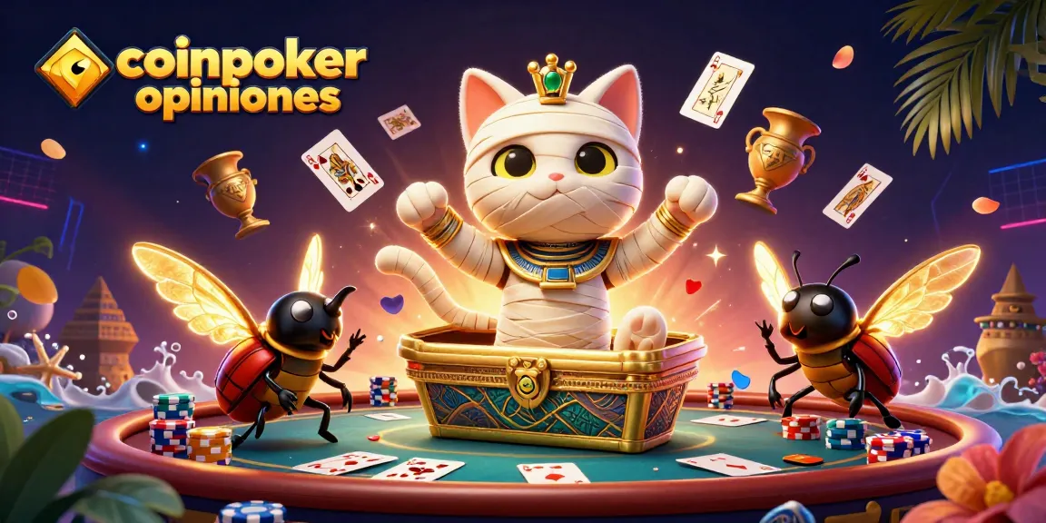 Scopri le opinioni su CoinPoker mentre la mummia egiziana gioca a poker circondata da azioni emozionanti.