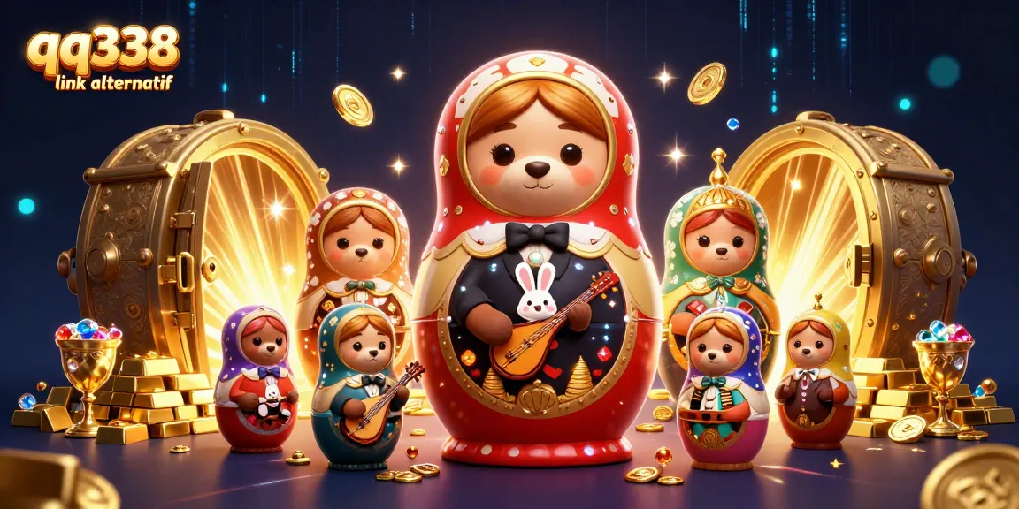 Experience the thrill of gaming with qq338 link alternatif, featuring a vibrant casino scene full of gold and excitement.