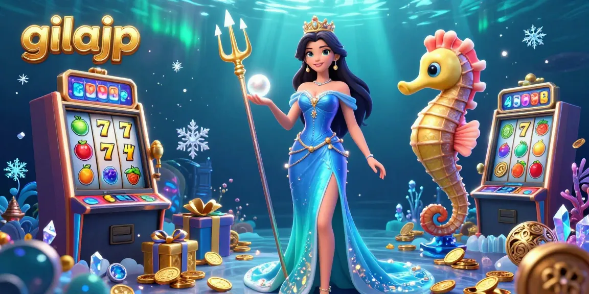 Experience the thrill with gilajp's captivating underwater casino atmosphere filled with treasures and slot machines.