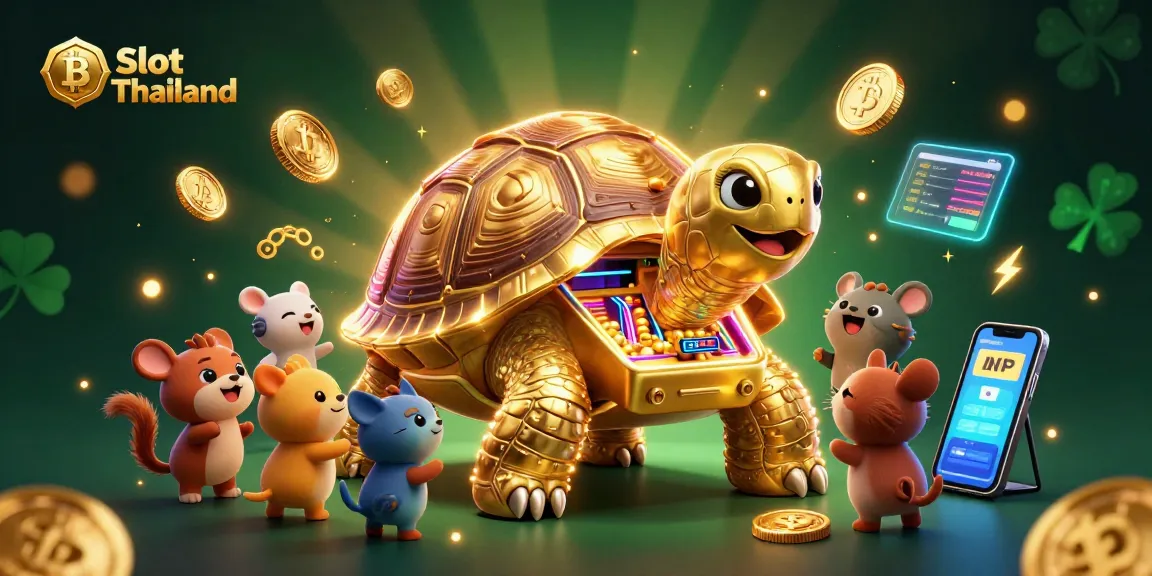 Mainkan Slot Thailand dalam ilustrasi kasino digital yang kaya dengan elemen menyenangkan.