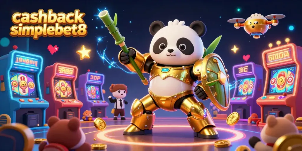 Experience thrilling jackpots with cashback simplebet8 in a vibrant, animated casino scene.