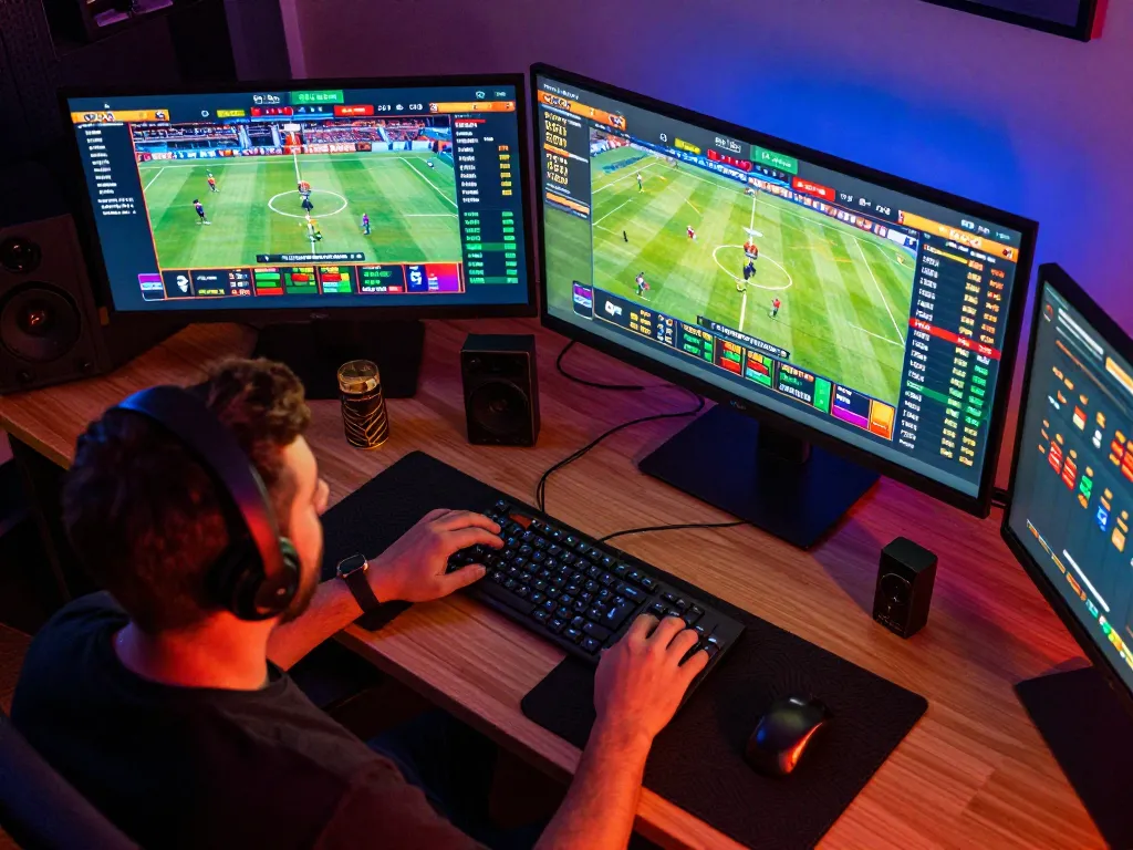 Engaging online sports betting scene featuring live odds, illustrating responsible gambling practices with sv368