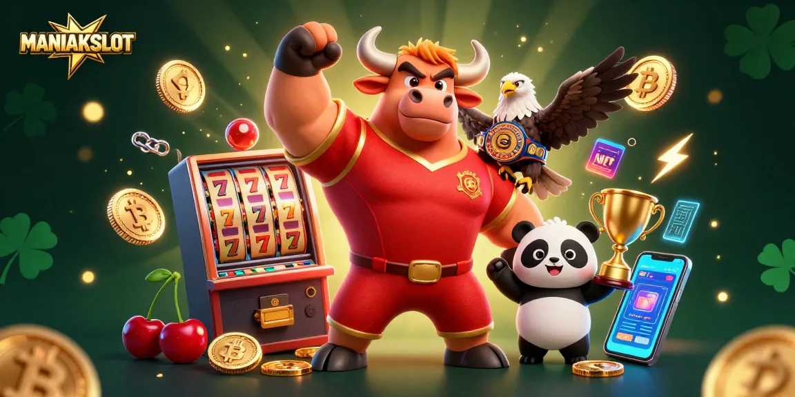 Enjoy the exciting world of MANIAKSLOT with our vibrant casino illustration showcasing thrilling slot elements.