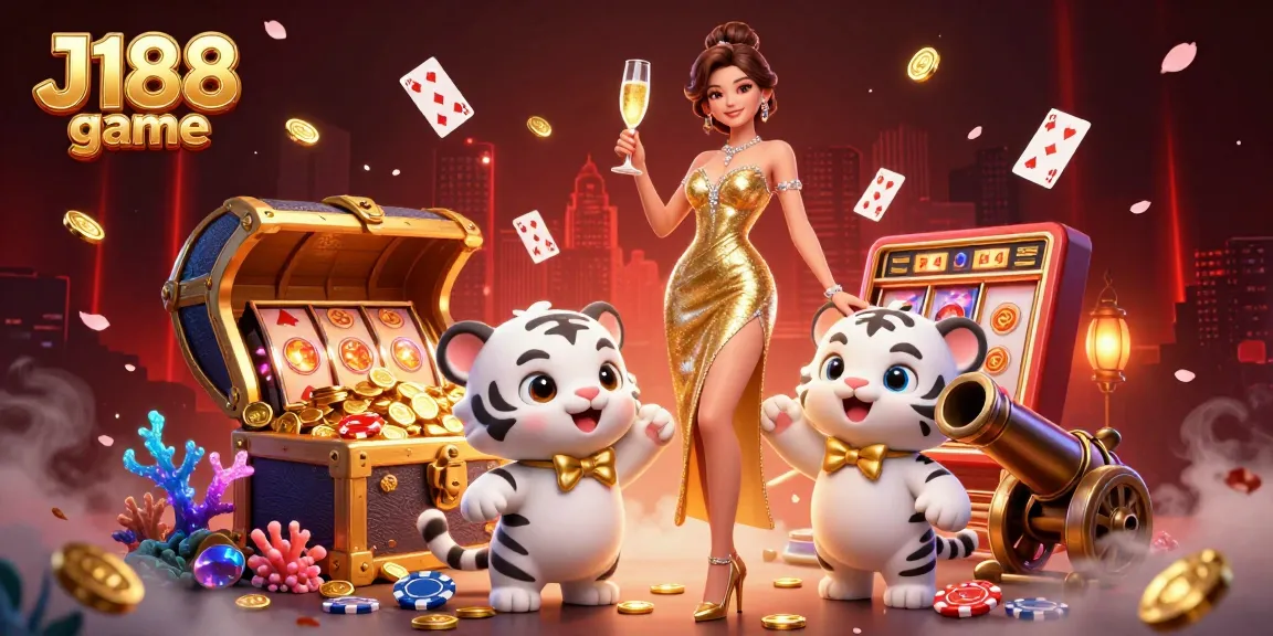Experience the excitement of J188 game with this vibrant casino scene depicting dynamic characters and gaming elements.