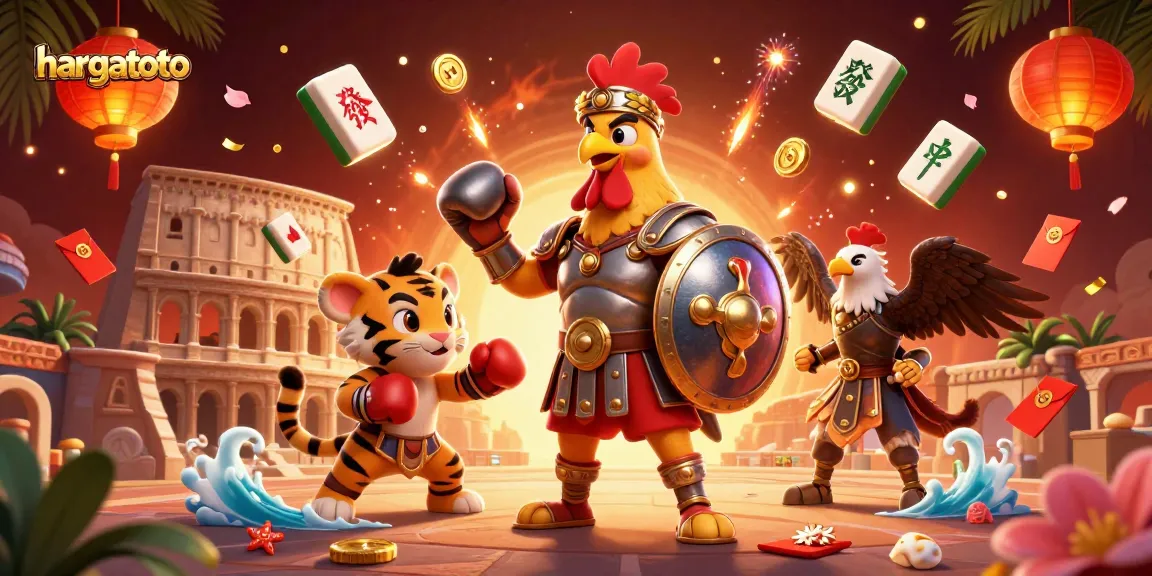 Engage in hargatoto's thrilling gameplay while enjoying a vibrant 3D carnival scene with characters and festive elements.