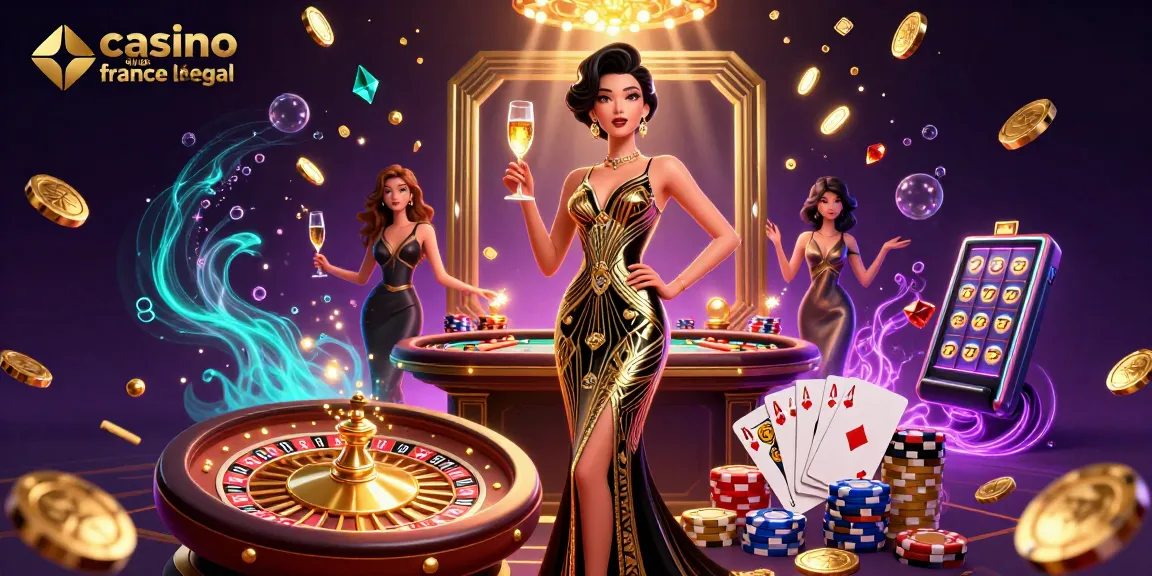 Vivez l'excitation du casino en ligne France légal avec une illustration élégante de jeux glamour.