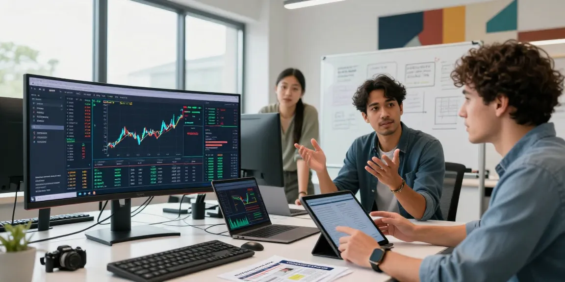 NAGA2000 trading platform demonstrated in a vibrant tech workspace with professionals analyzing market data.