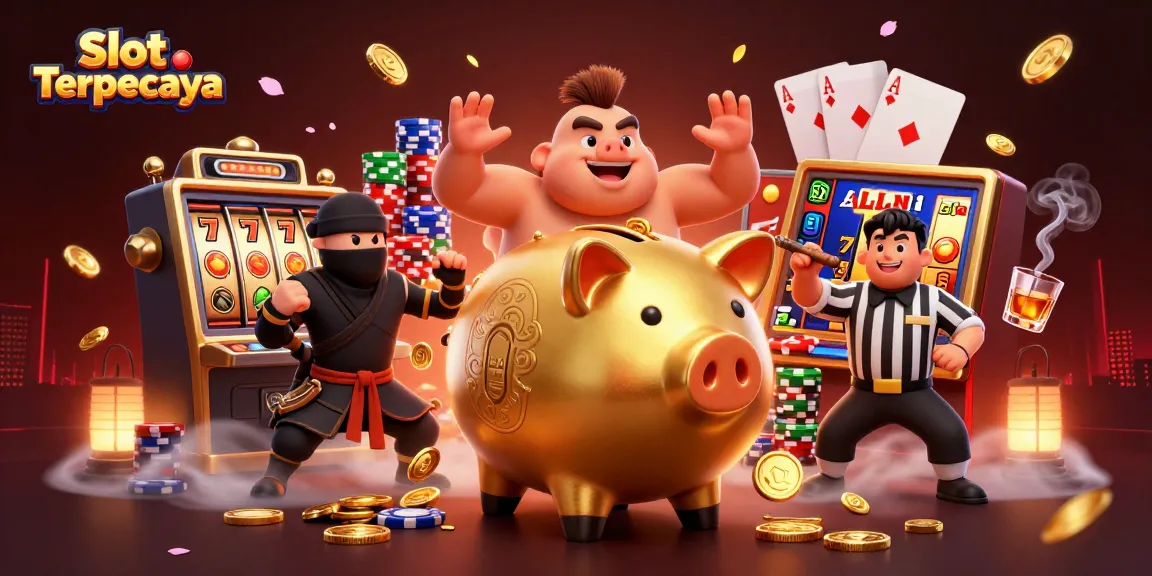 Experience the excitement of Slot Terpercaya with dynamic slot reels, golden coins, and vibrant characters.