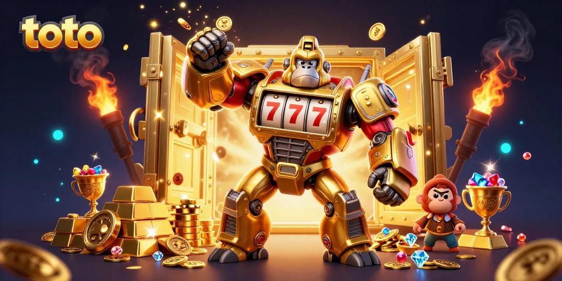 Visualisasi karakter mekanik gorila emas dalam industri toto yang memukau.