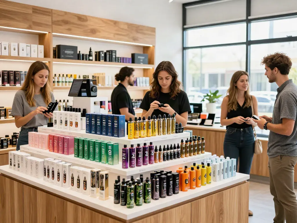 Alien Labs Live Resin products displayed in a modern cannabis retail shop.