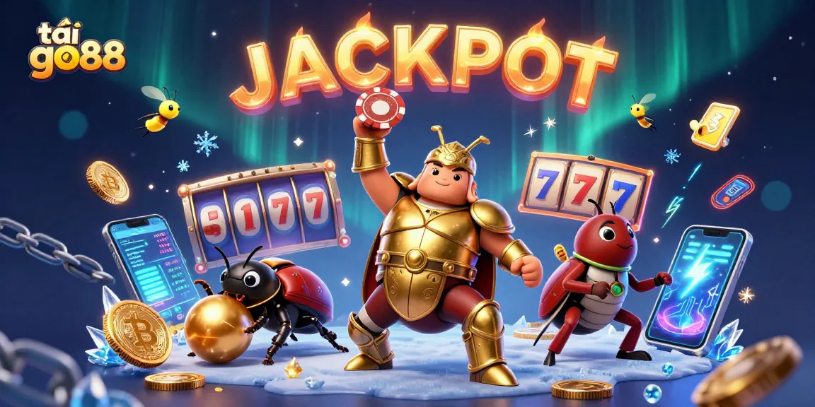 Experience tải go88's thrilling adventure with a 3D hercules beetle triumphantly lifting a poker chip.