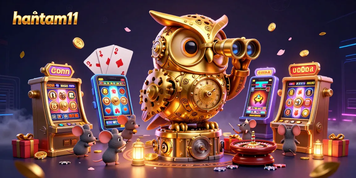 Engage with the exciting world of hantam11 through a vibrant 3D illustration showing slot game excitement.