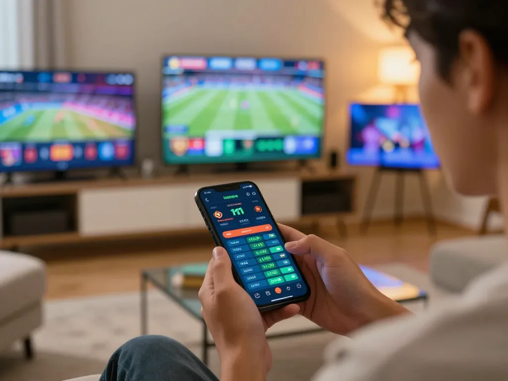 Engaging in sports betting with vivu88 app on smartphone while watching live events