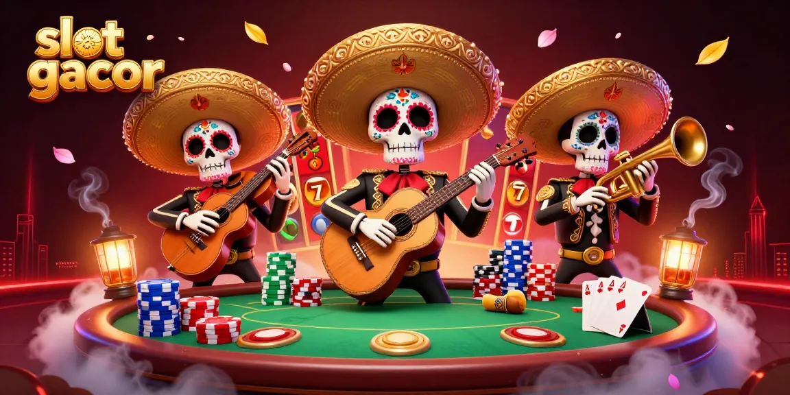 Spin the reels and celebrate with colorful slot gacor characters in an energetic casino scene.