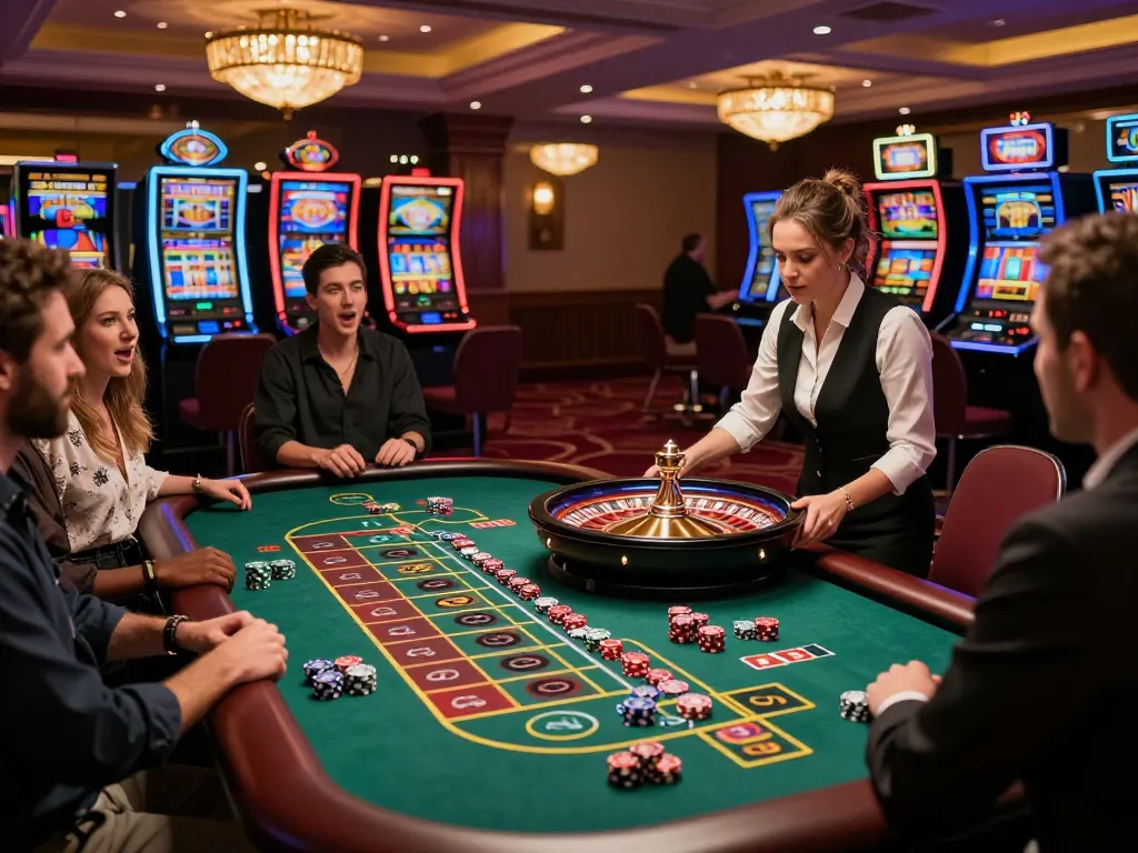 Thabet players engaged in a thrilling roulette game, showcasing strategy and excitement.