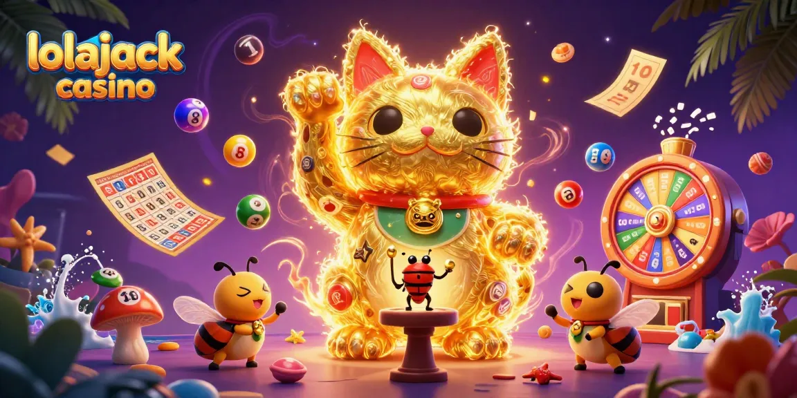 Experience the thrill of the lolajack casino with golden fireflies and dynamic gaming elements in celebration.