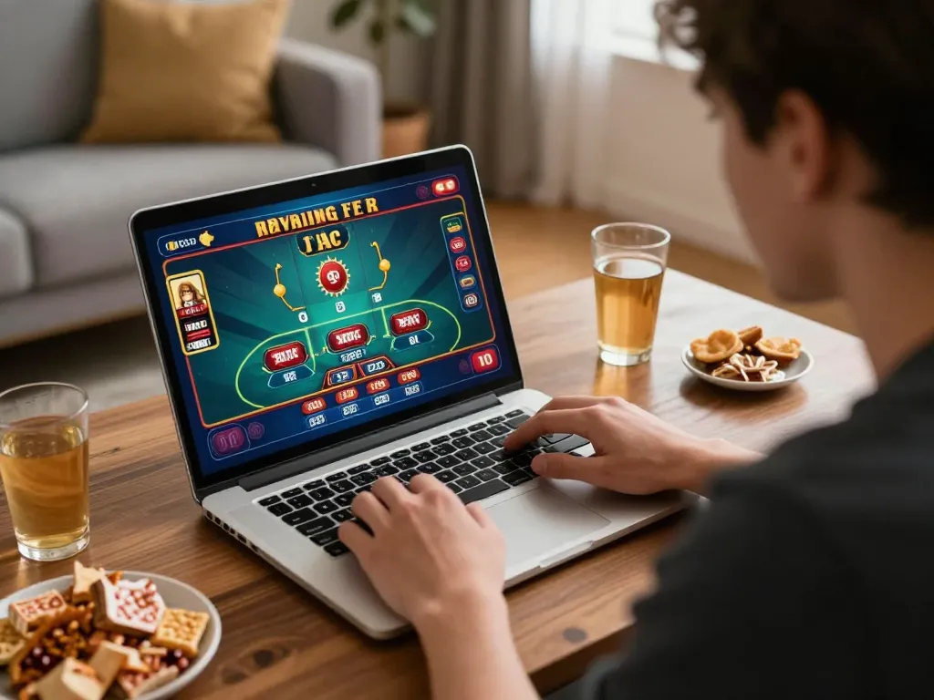 Experience thrilling online gameplay with abc8go casino app on a cozy home setup.