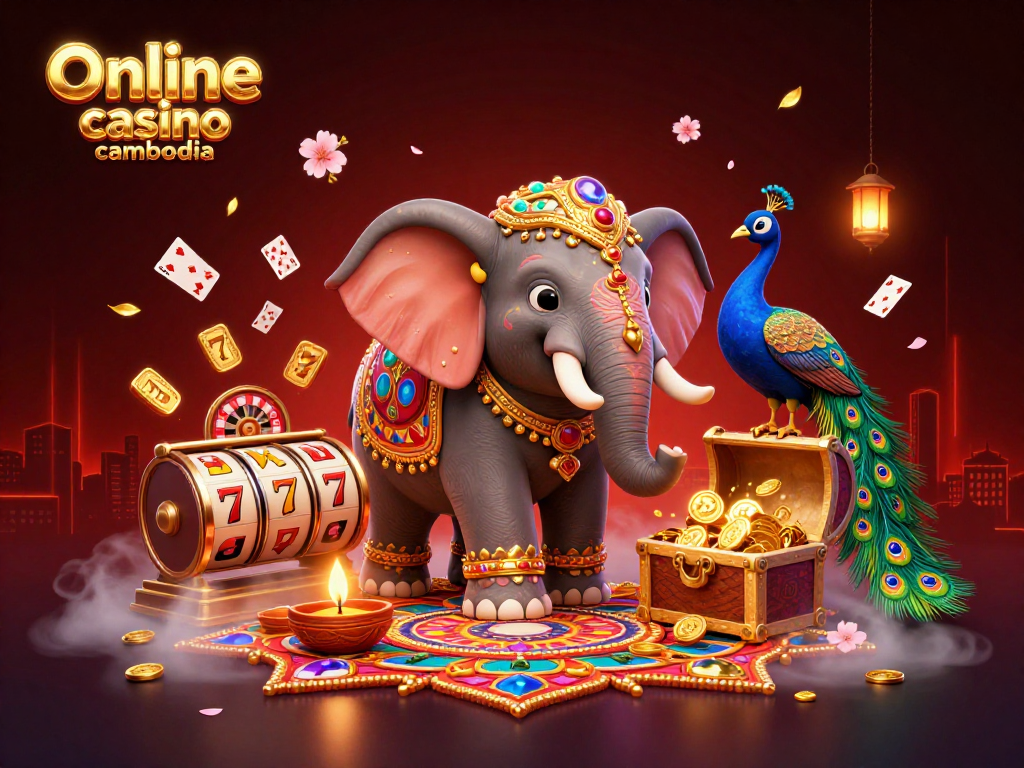 Experience the excitement of Online casino cambodia with vibrant casino elements in this dynamic illustration.