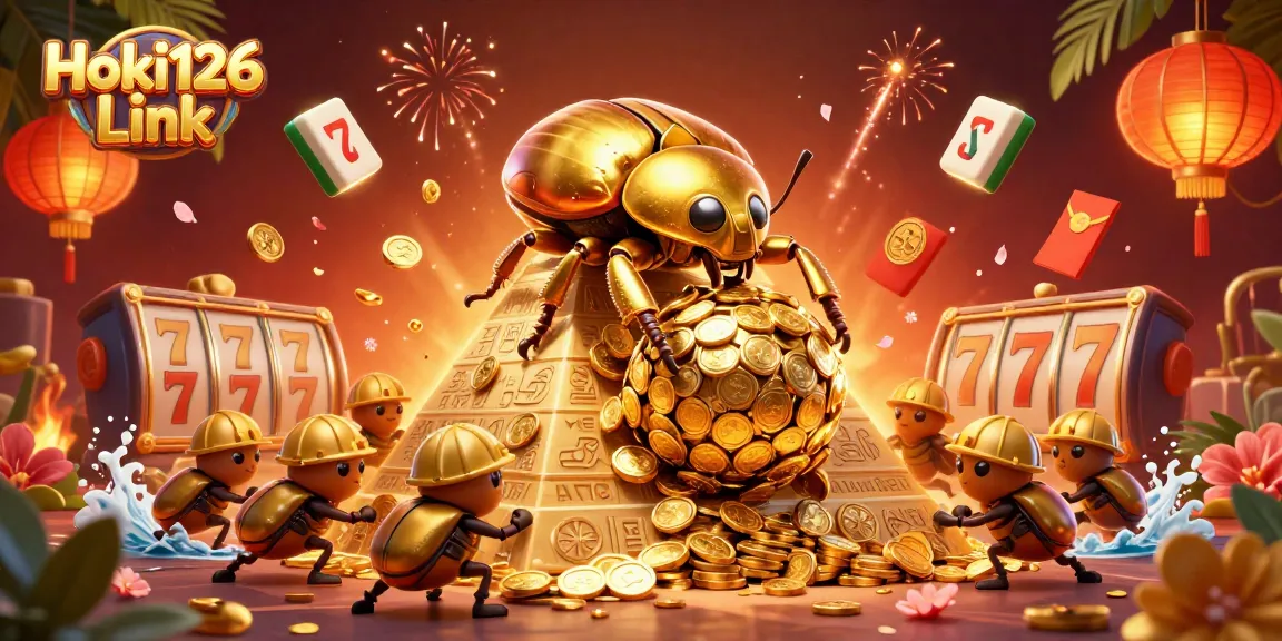 Experience thrilling action with Hoki126 Link showcasing a vibrant casino scene filled with golden treasures and exciting games.