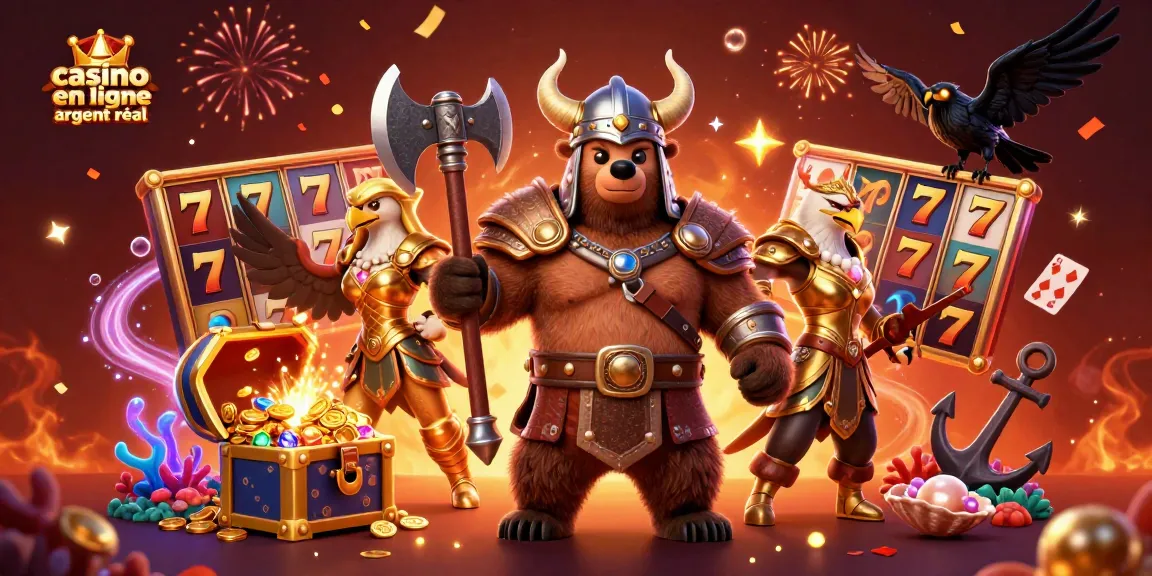 Win big at casino en ligne argent réel with vibrant Viking-themed gaming elements and characters.