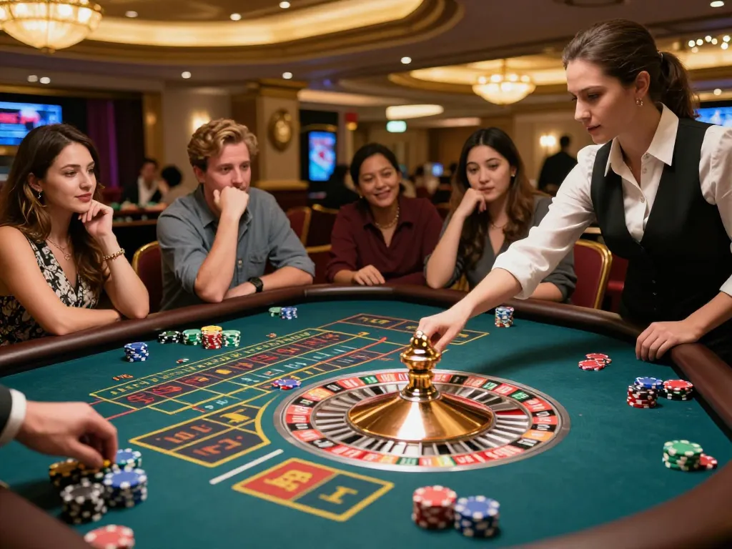 Pajaktoto RTP dynamics showcased at an engaging roulette table with players immersed in gameplay