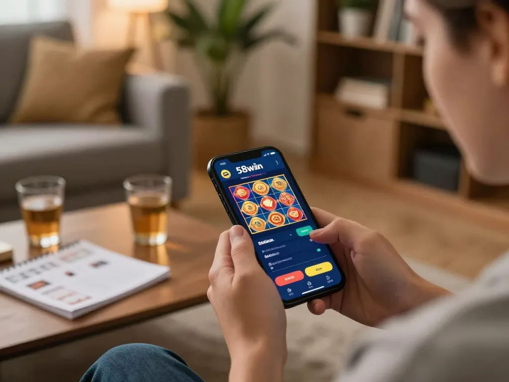 Player engaging with the 58wiin app, showcasing a dynamic online gambling experience.
