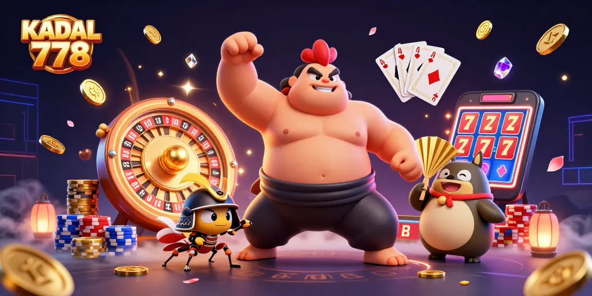 KADAL 778 summons excitement with a powerful sumo wrestler rooster, fierce samurai cricket, and a vibrant casino scene.