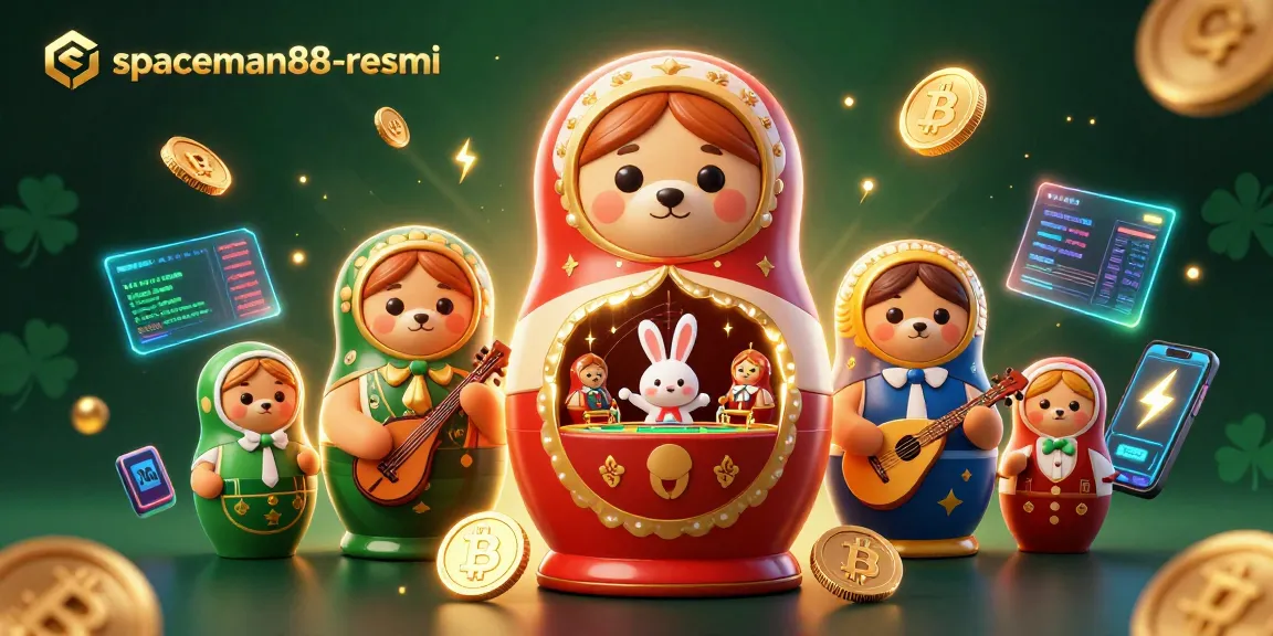 Engage with spaceman88-resmi through a vibrant 3D illustration showcasing casino characters and crypto gaming elements.