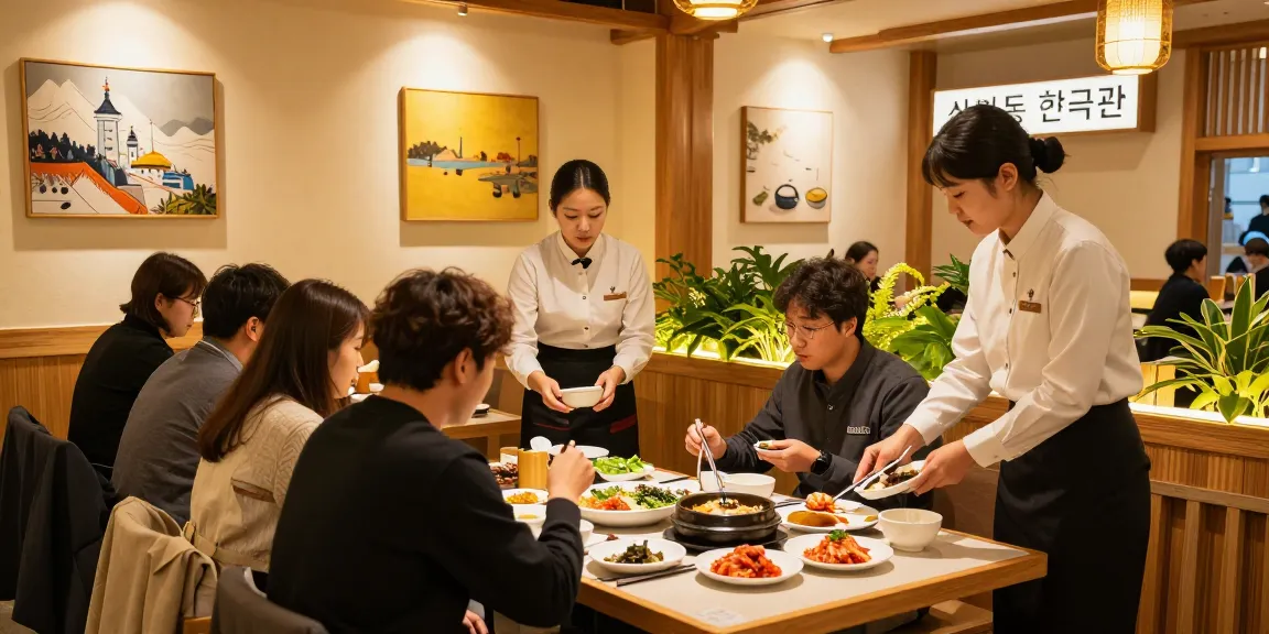 Dining at 상봉동 한국관 with friends enjoying traditional Korean cuisine in a cozy atmosphere.
