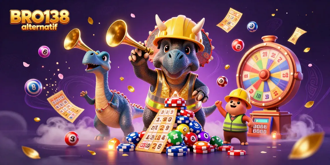 Engage in thrilling gameplay with BRO138 alternatif amidst colorful lottery balls and vibrant casino elements.