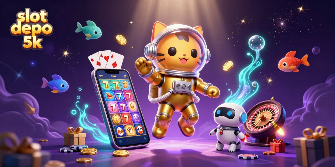 Experience high-stakes gaming with slot depo 5k in this vibrant 3D casino illustration.