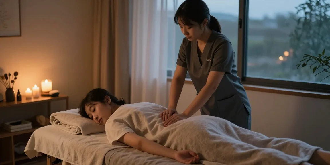 Enjoying a relaxing 노원출장마사지 experience at home, with a professional therapist and a soothing atmosphere.