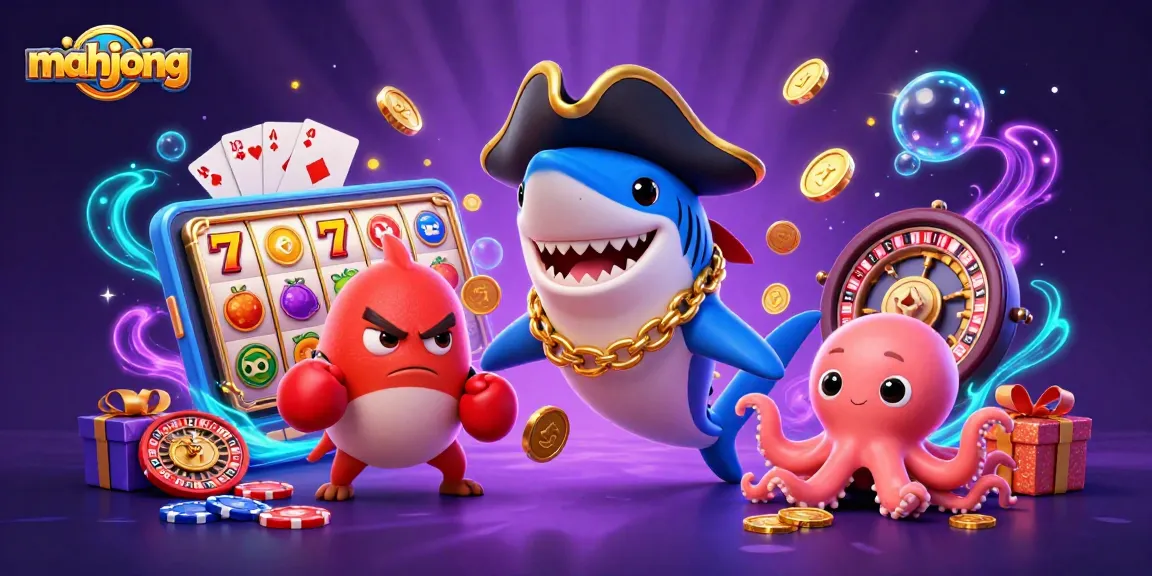 Play mahjong with vibrant slot reels and exciting casino characters in an underwater casino scene.