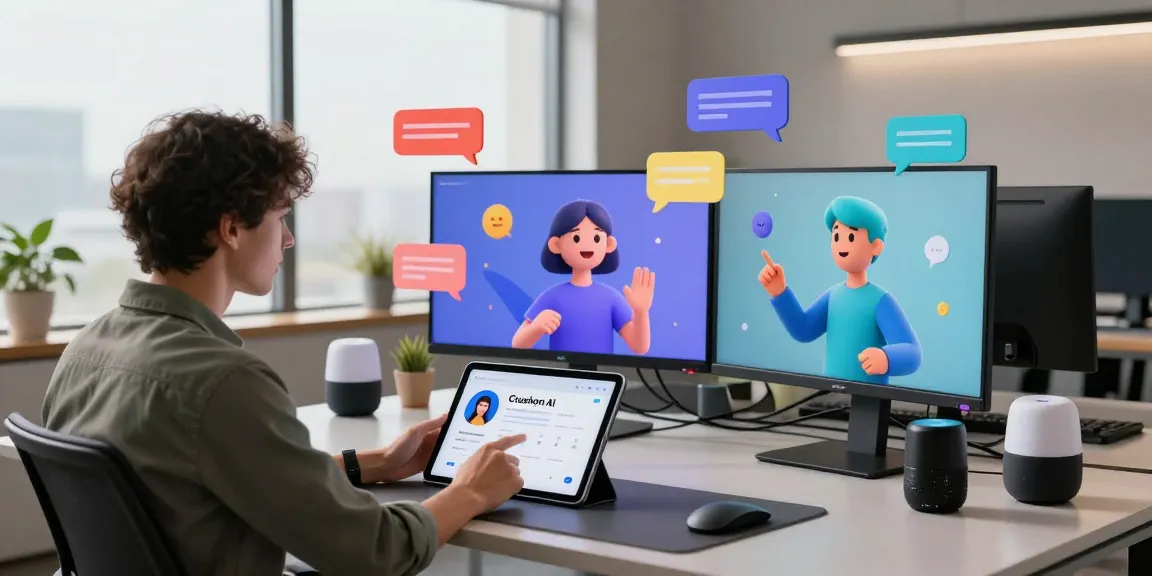 Engaging scene of Crushon AI interactions in a modern workspace.