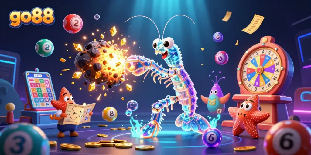 Experience thrilling gameplay with go 88's colorful scene of fun lottery games and vibrant winnings.