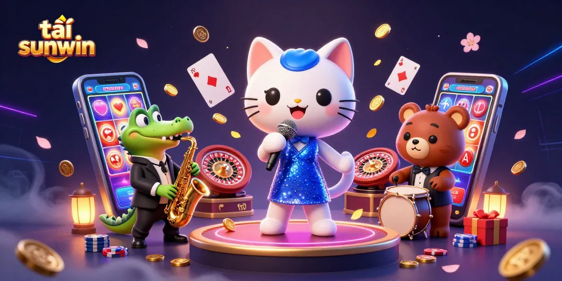 Engage in exciting gameplay with tải sunwin, featuring colorful slot games and vibrant casino characters.