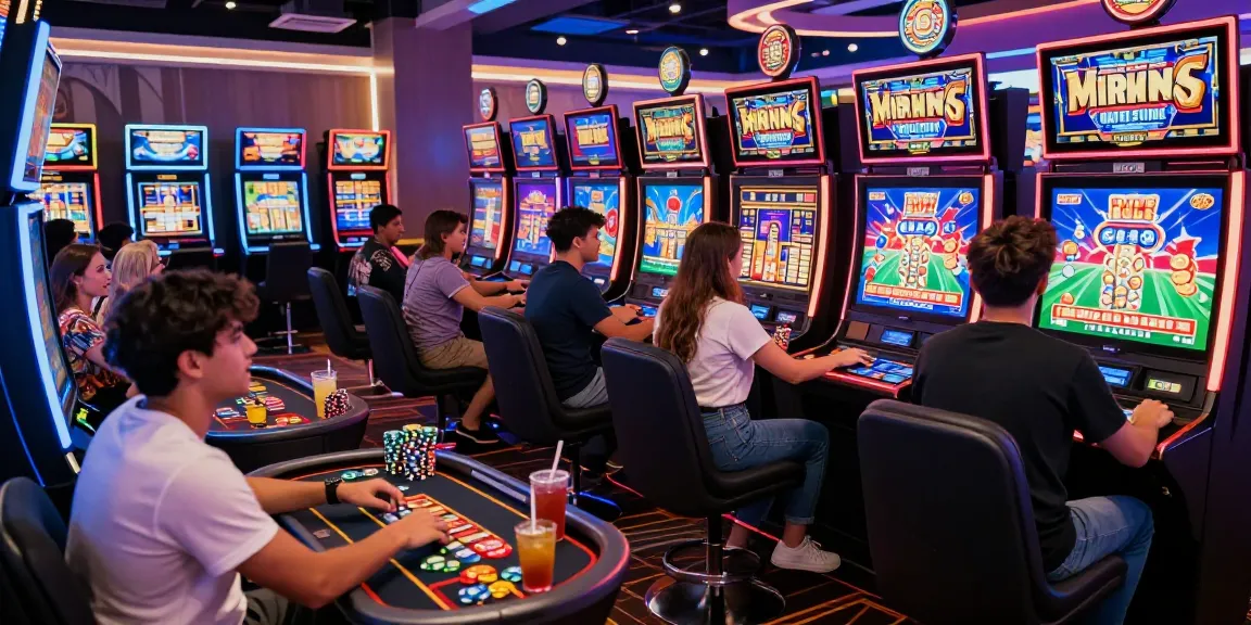 Players enjoying a slot deposit dana experience at a lively online casino.