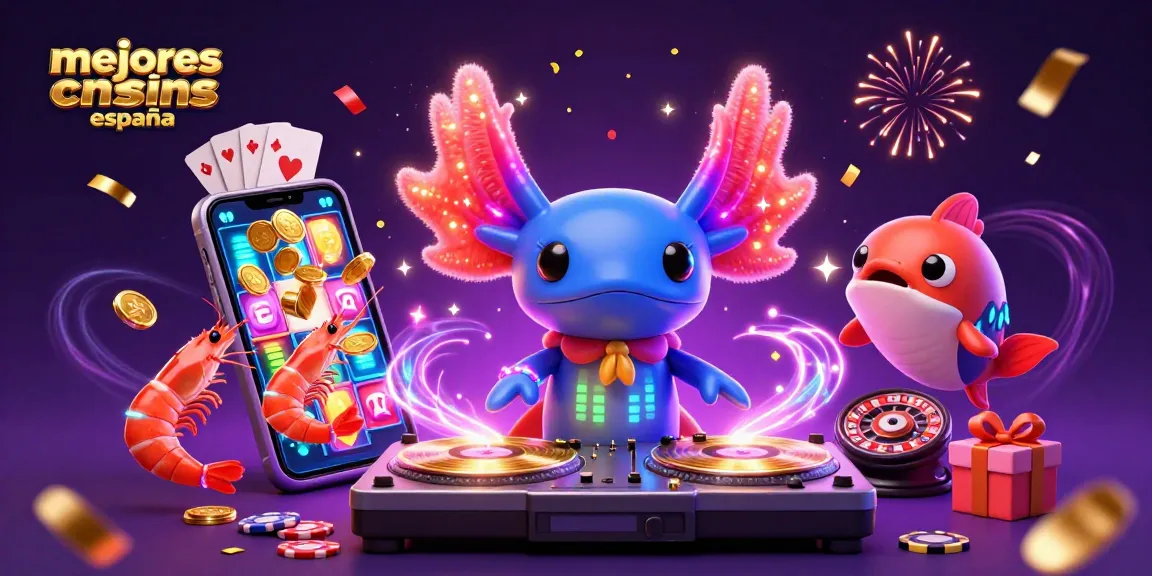Los mejores casinos online en España con una atractiva ilustración 3D de diversión y energía.