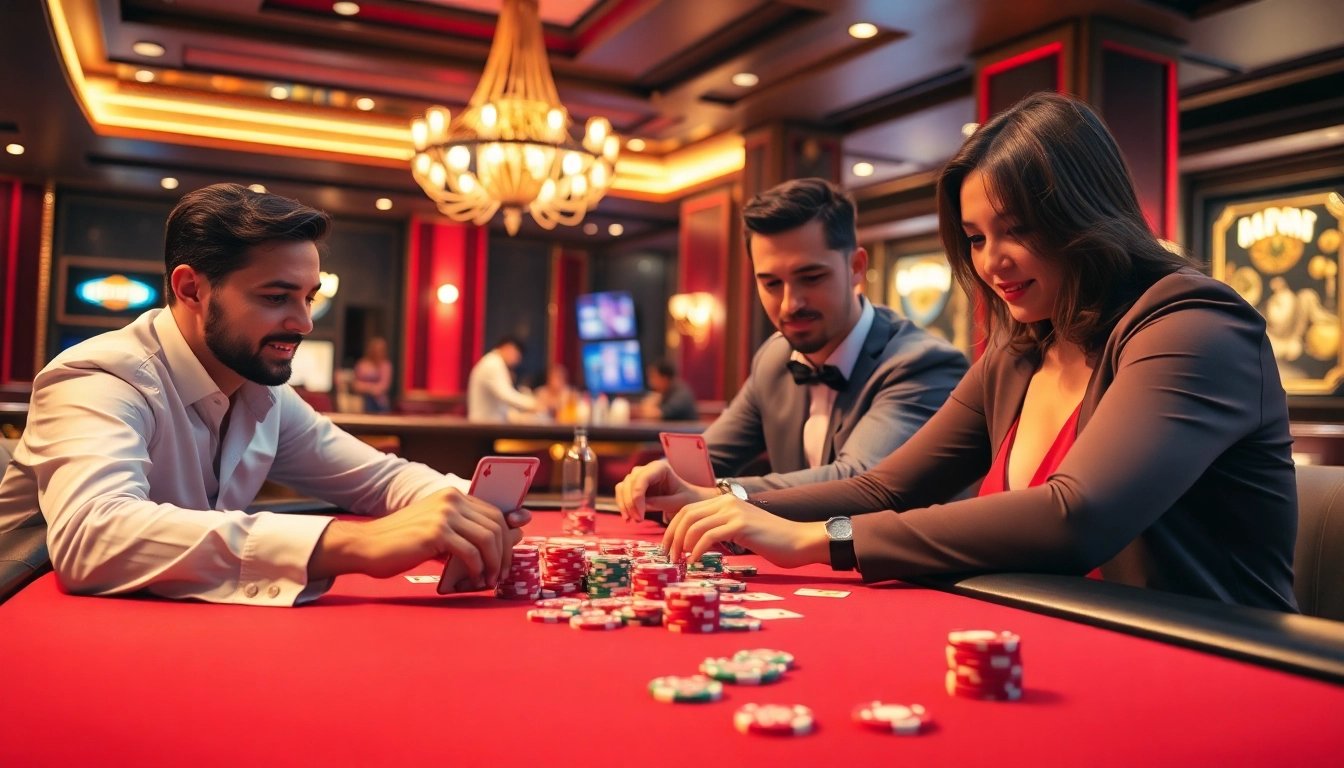 Action-packed scene of non gamstop Casino Uk atmosphere with gamblers at a table.