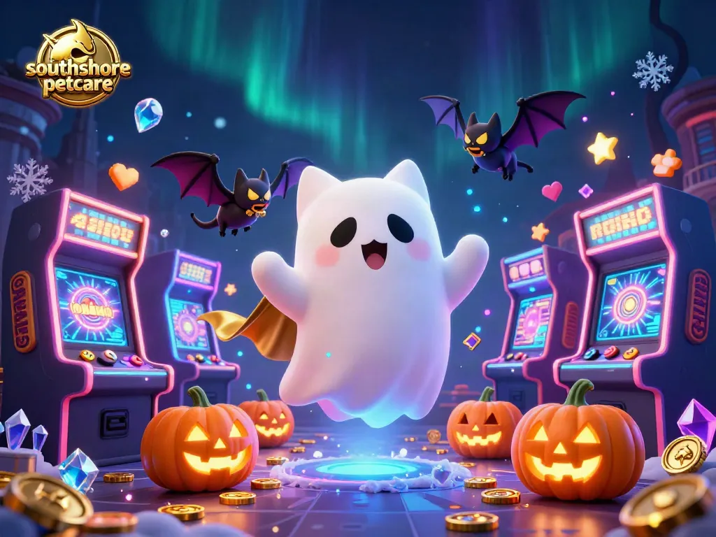 Menangkan hadiah menarik di southshorepetcare dengan kucing hantu dan kelelawar vampir di kasino yang menyeramkan.