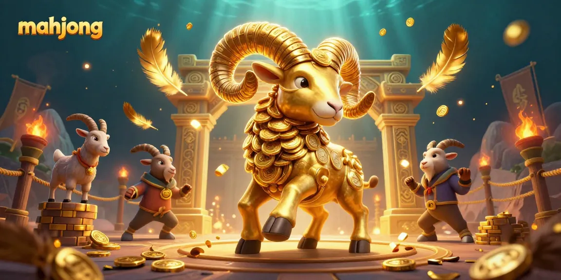 Play vibrant mahjong with an energetic 3D scene featuring golden characters and dynamic casino elements.