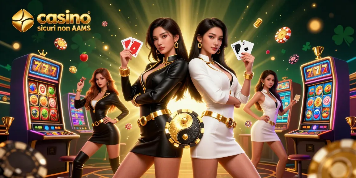 Scopri il fascino dei casinò sicuri non AAMS con due straordinarie donne asiatiche che mostrano carte vivaci e accenti dorati.