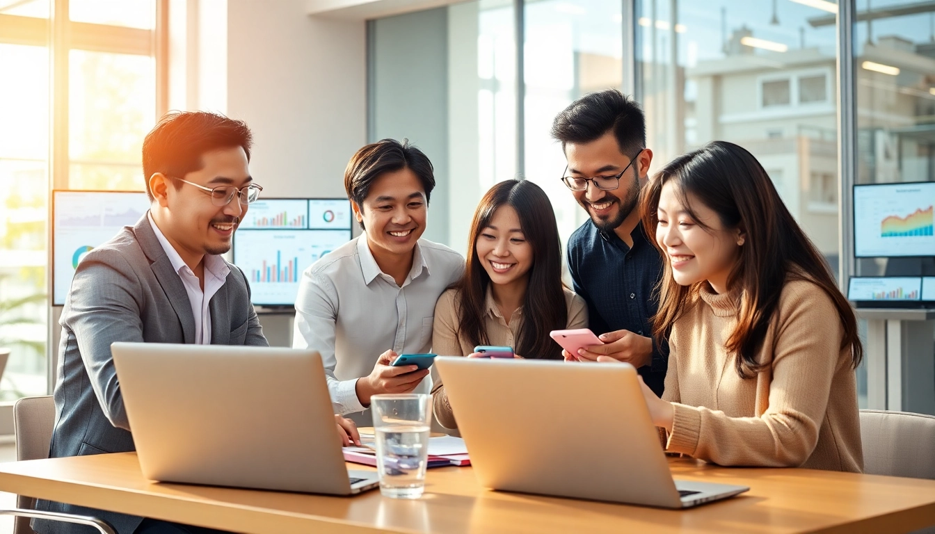 日本人フォロワー 購入を通じて交流する多様な人々の特徴的なシーン。